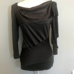 Ann Taylor Dark Grey/Black Long Sleeve Top SIZE S